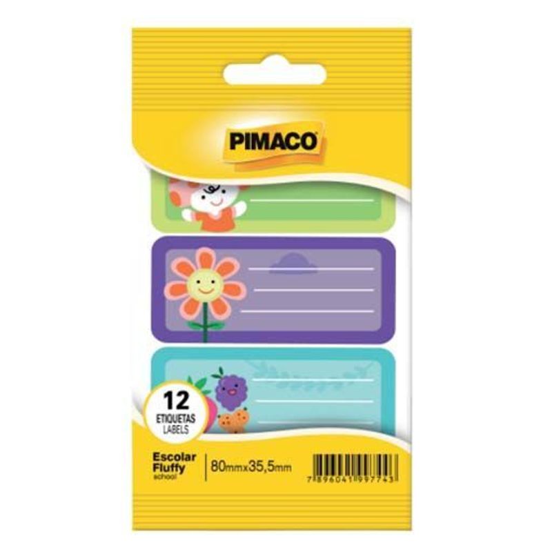 Etiqueta Escolar Fluffy 80x35,5mm com 12 Unidades - Pimaco