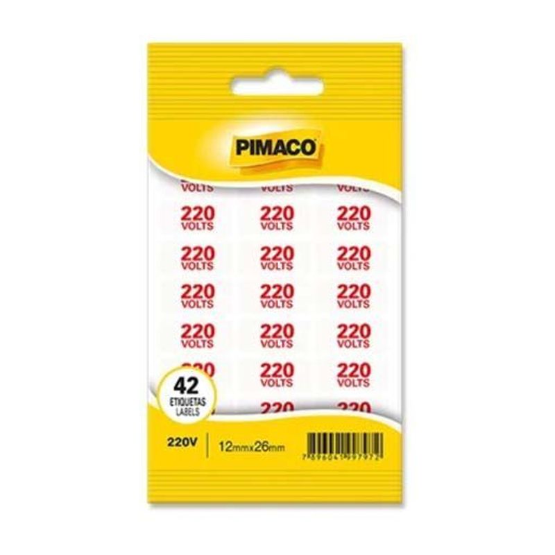 Etiqueta Sinalização 220V 1,2X2,6 2 folhas - Pimaco