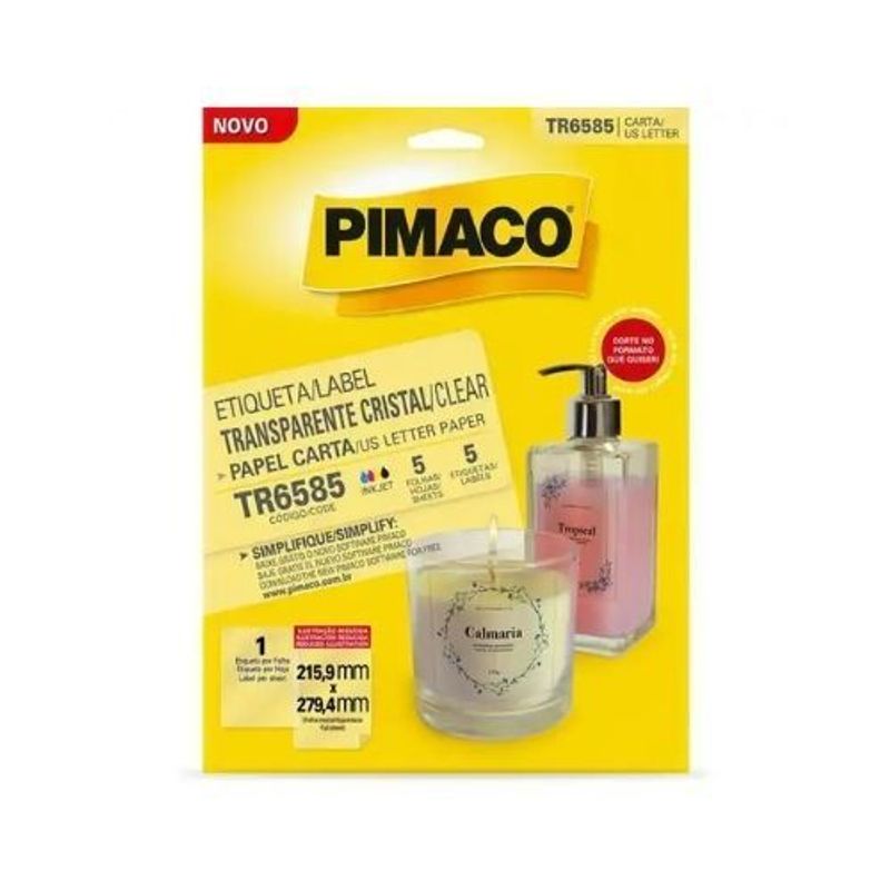 Etiqueta Inkjet/Laser Transparente TR6585 - Pimaco