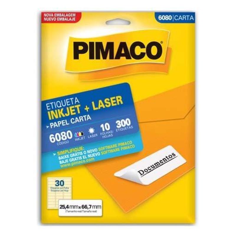 Etiqueta Laser 6080 com 300 unidades- Pimaco