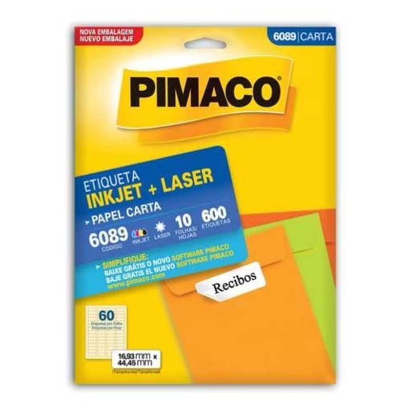 Etiqueta Laser 6089 com 600 - Pimaco