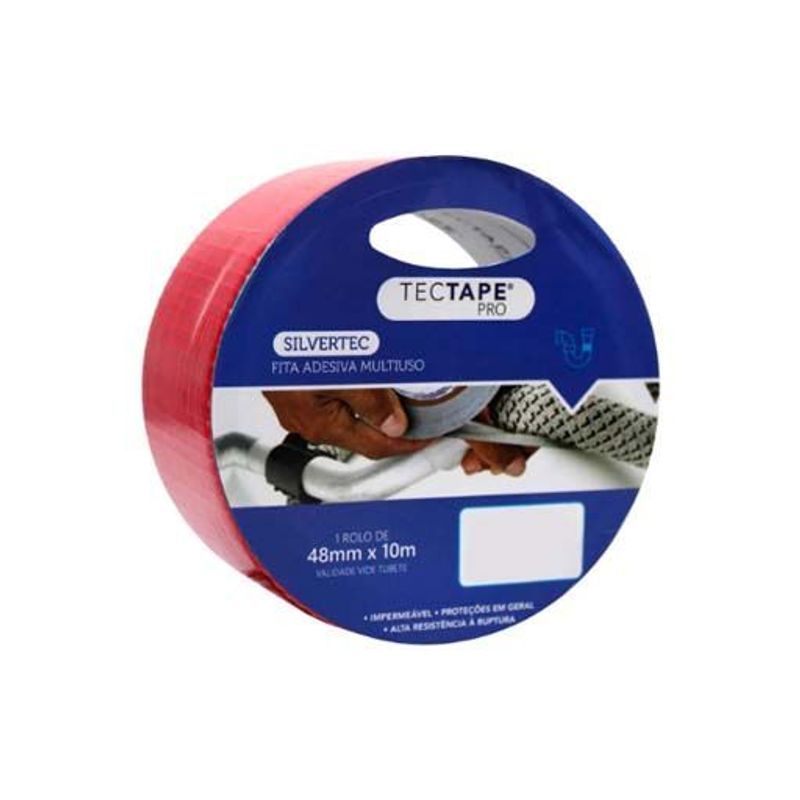 Fita Adesiva Multiuso 48mm x 10m Vermelha Tectape