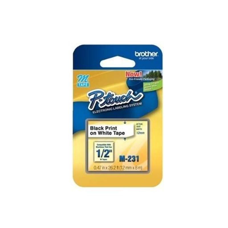 Fita Rotuladora 12mmx8m Preto/Branco M-231 Brother