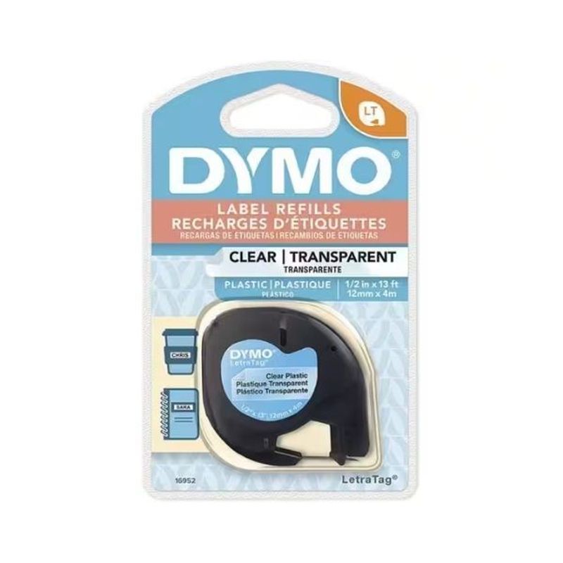 Fita para Rotulador Preto/Transparente 12mm x 4m - DYMO 16952