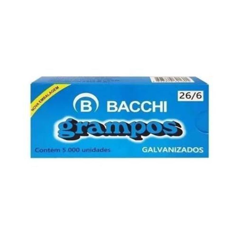 Grampo 26/6 Galvanizado com 5000 unidades - Bacchi