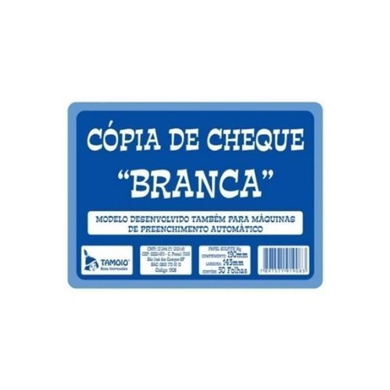 Cópia de Cheque Branca 100 folhas (1108) - Tamoio