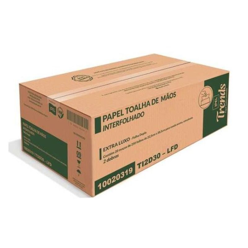Papel Toalha 2 Dobras 22,5x20,5 cm FS 5000 Folhas 24g Ipel