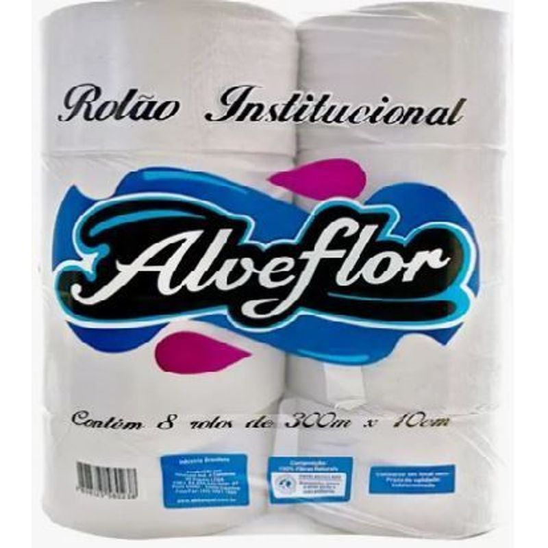 Papel Higiênico Rolão 300m Folha Simples Com 8 Alveflor