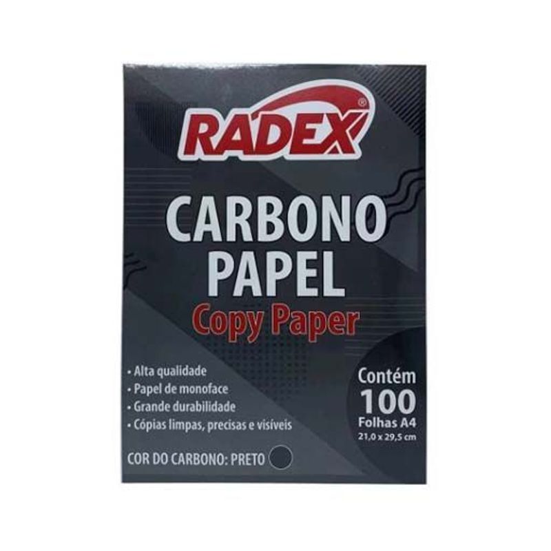 Papel Carbono Preto A4 com 100 Folhas - Radex