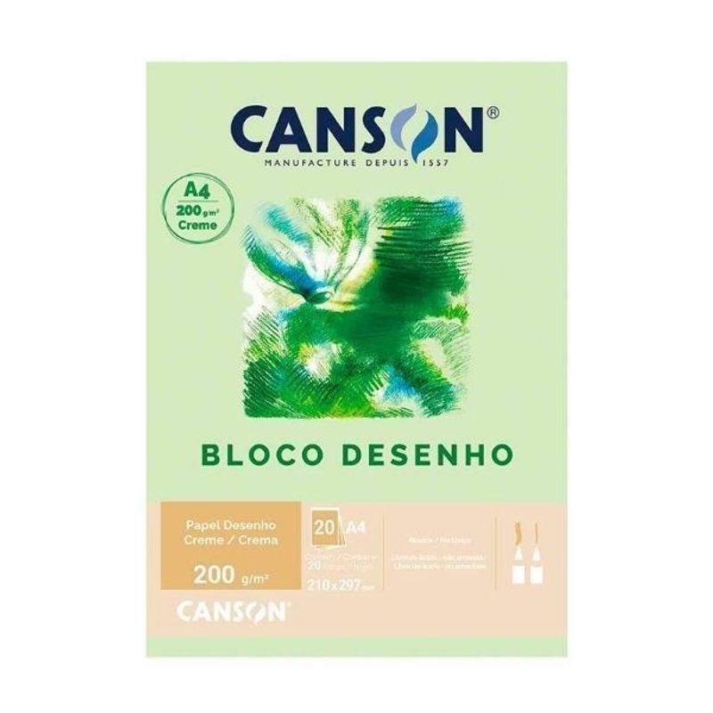Bloco de Desenho Canson A4 Creme 200g com 20 Folhas