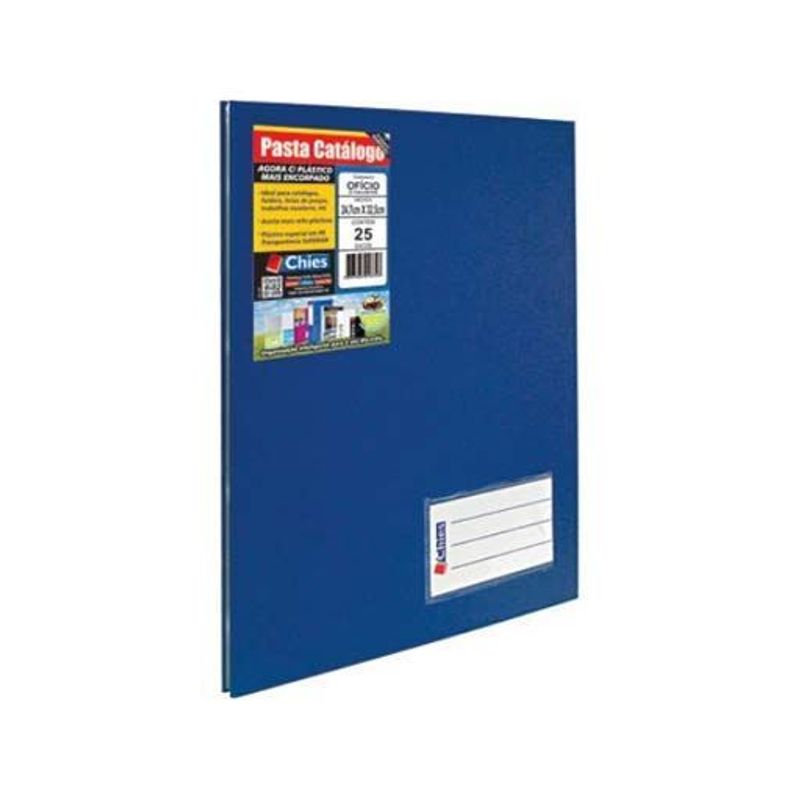 Pasta Catálogo Ofício com 25 Plásticos - Azul 4006 Chies