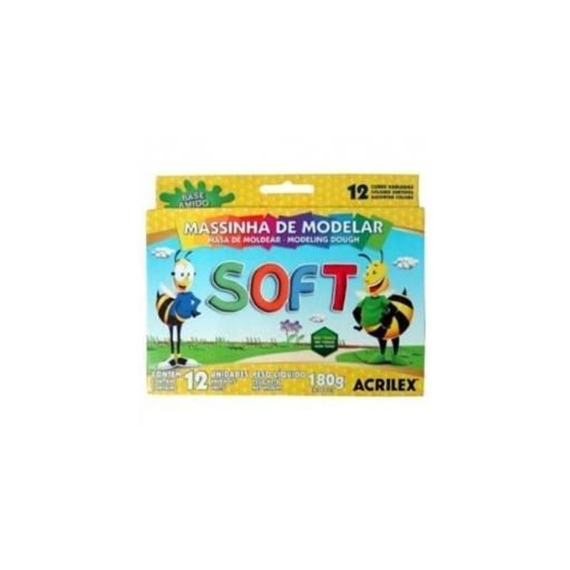 Massa de Modelar Acrilex Soft 12 Cores 180g