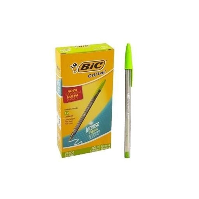 Caneta Esferográfica Cristal Intenso Fashion Verde Claro 12 unidades - Bic