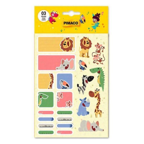 Etiqueta escolar Baby Bichos com 3 folhas - Pimaco