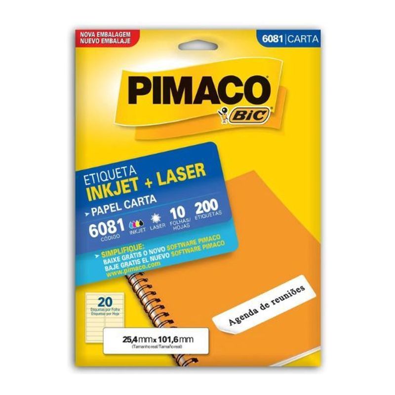 Etiqueta Laser 6081 com 200 Unidades - Pimaco