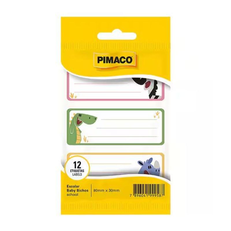 Etiqueta escolar Baby Bichos com 3 folhas 80x30 - Pimaco