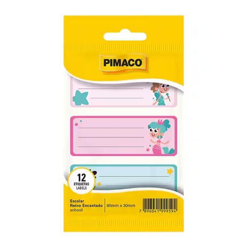 Etiqueta escolar Reino Encantado com 3 folhas 80x30 - Pimaco