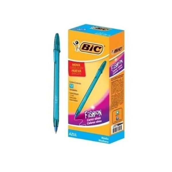 Caneta Esf.Bic Needle Fashion Azul 12Un