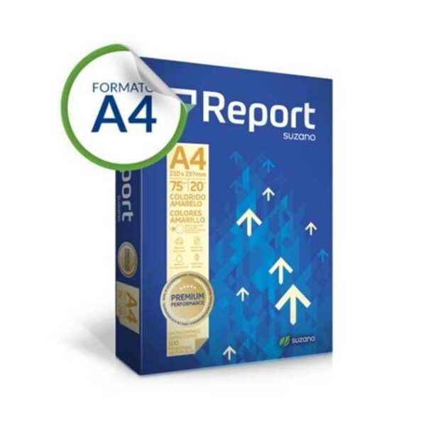 Papel Sulfite A4 75g Amarelo Report 500 Folhas