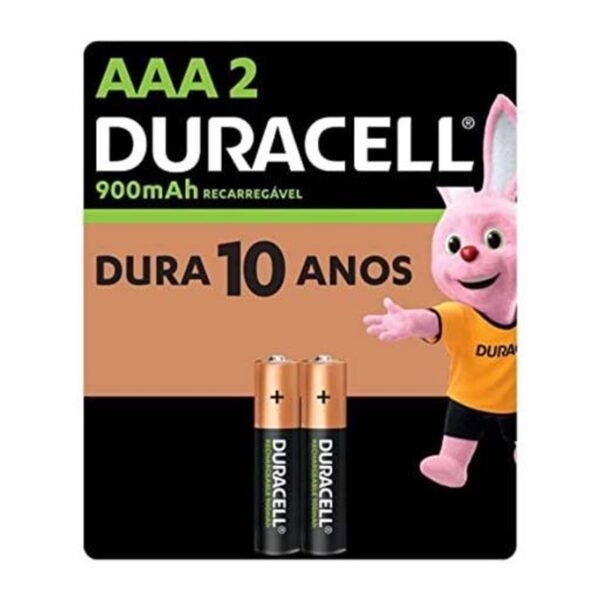 Pilha Recarregável AAA 900mAh com 2 Unidades - Duracell