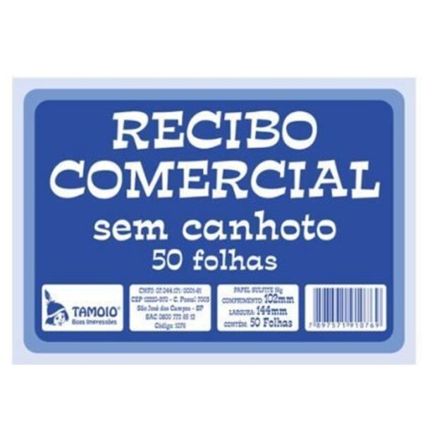 Recibo Comercial Sem Canhoto com 50 Folhas Tamoio